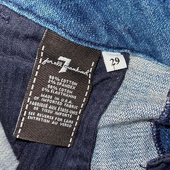 7 FOR ALL MANKIND BLUE FASHION OVERALL STRETCH DRESS MEDIUM‎ BROKEN Size 29 NWT - Picture 10 of 12